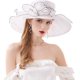 thumbnail image 1 of Organza Church Fascinator Wedding Tea Party Derby Hats for Women Flower Wide Brim Sun Hat, 1 of 5
