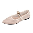 thumbnail image 2 of Dakaela Mesh Ballet Flats for Women Pointy Toe Mary Jane Ballerina Flats Shoes Women's Fishnet Flat Sandals for Dressy Summer Beige,5.5, 2 of 8