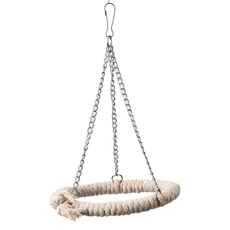 Pet Bird Parrot Swing Hanging Toy Parakeet Budgie Cockatiel Cage Hammock Swing Toy Round Cotton Rope Tri Toy Hanging Toy