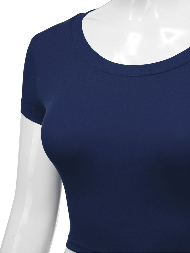 2025 cao căng bông Jersey T-Shirt cho phụ nữ ngắn tay áo mùa hè Crew Neck Tops n