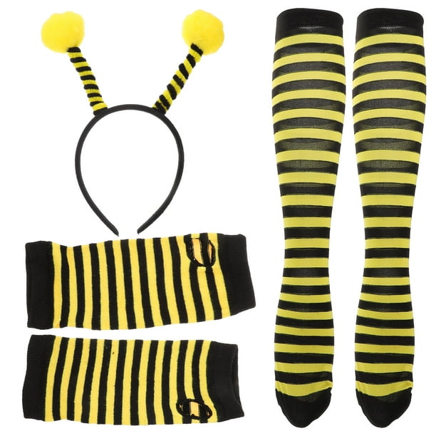1 juego de disfraz de abeja para niño, diadema de abeja, guantes largos a rayas y medias.