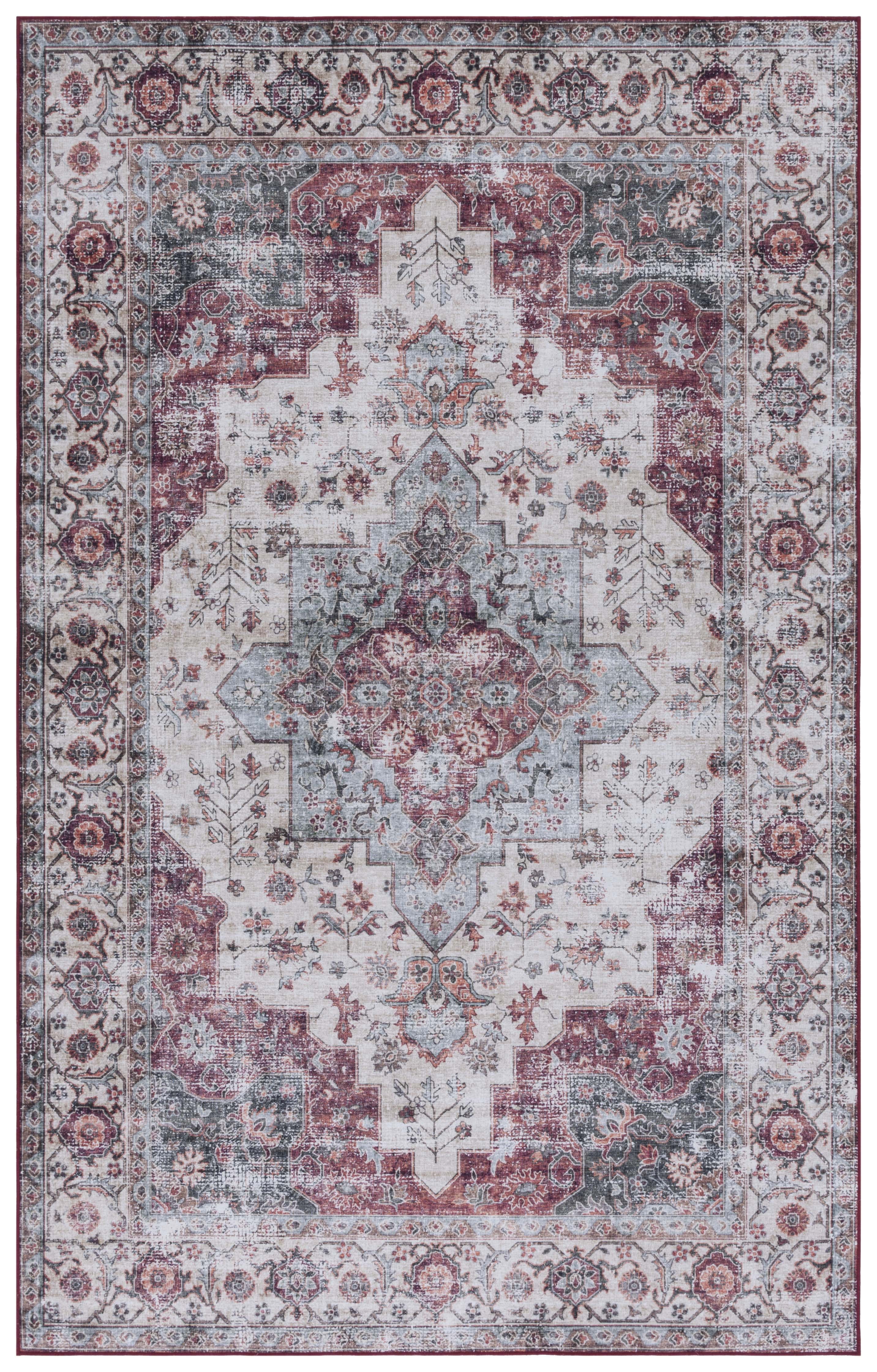 Safavieh Tucson Nazca Oriental Machine Washable Area Rug, Beige Green/Rust, 3' x 5'