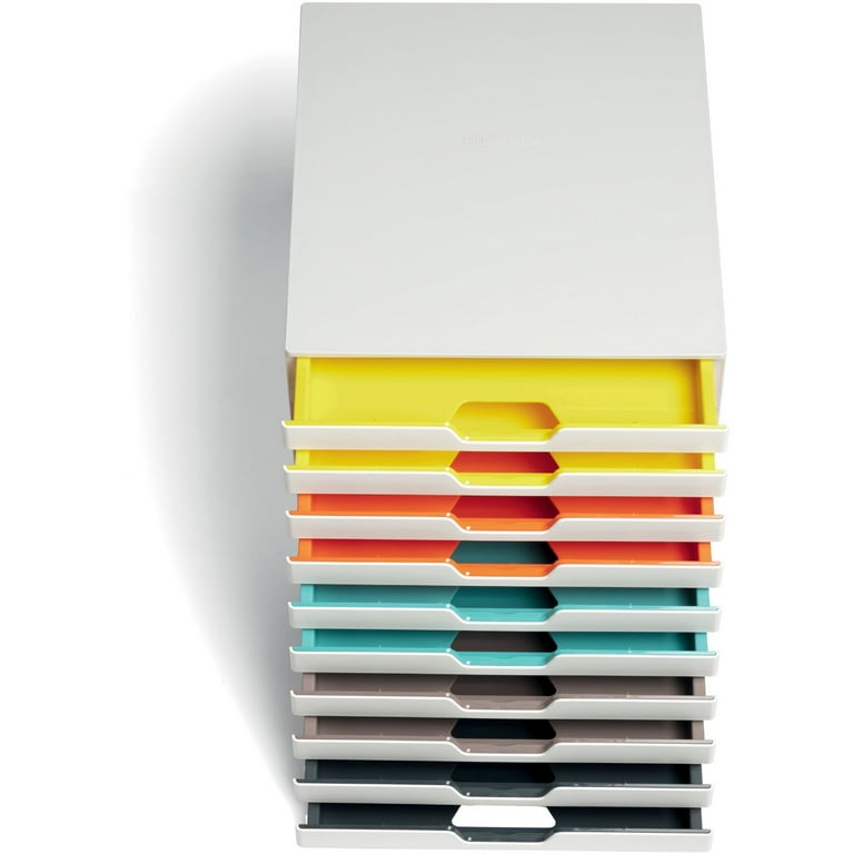 DURABLE VARICOLOR MIX 10 Drawer Desktop Storage Box, White/Multicolor - 10 Drawer(s) - 11 DURABLE VARICOLOR MIX 10 Drawer Desktop Storage Box, White/Multicolor - 10 Drawer(s) - 11