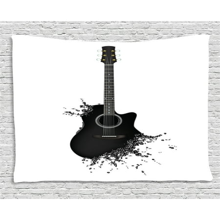 - Guitar Tapestry, Monochrome Musical Instrument with Strings Acoustic Color Splashes Creative Outlet, Wall Hanging for Bedroom Living Room Dorm Decor, 60W X 40L Inches, Black White, by Ambesonne