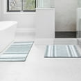 thumbnail image 6 of Unique Bargains Chenille Bathroom Rug Set of 2 Soft Fluffy Striped Bath Mat Light Cyan 17x24" & 20x32", 6 of 8