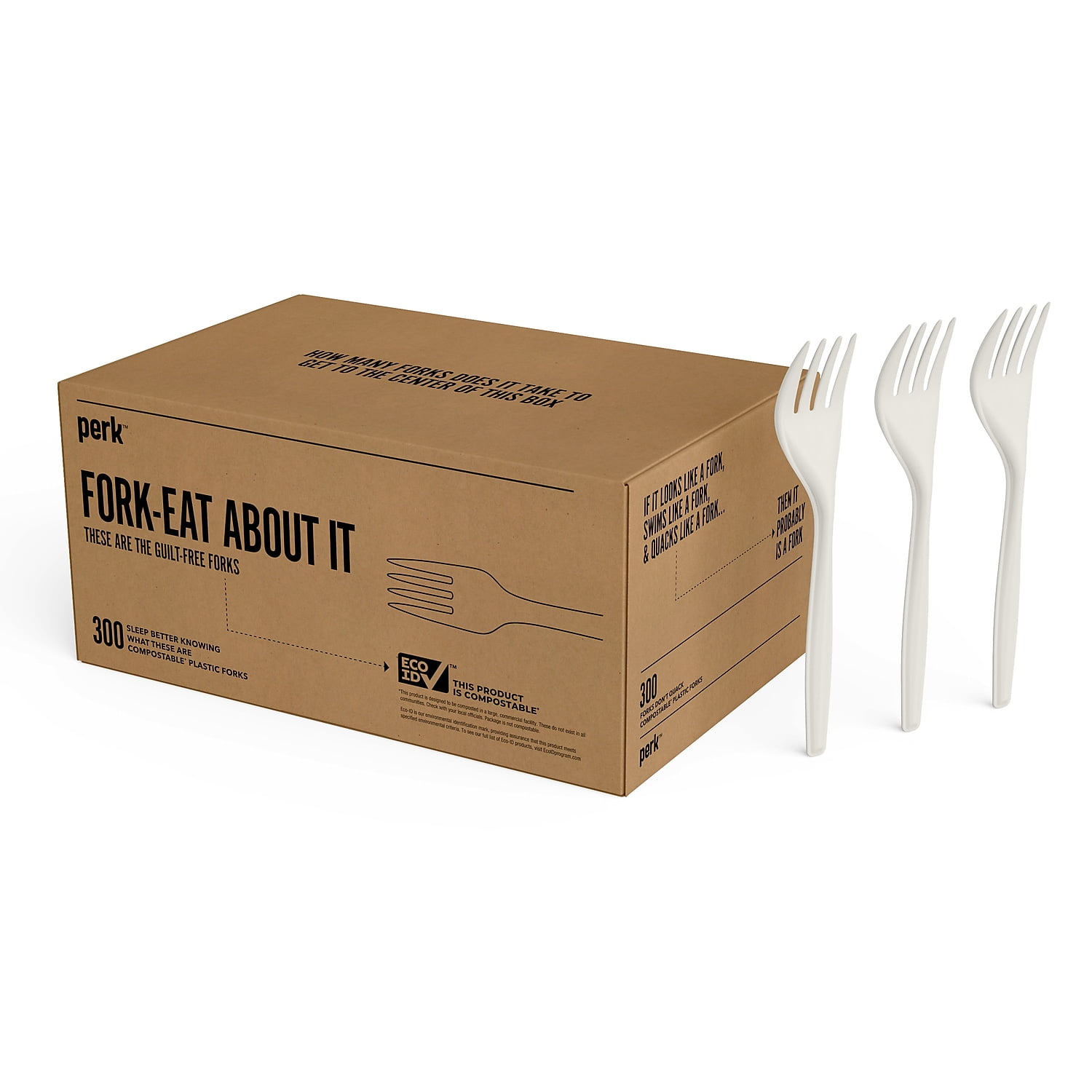 Perk Compostable Plastic Fork Medium-Weight White PK56201