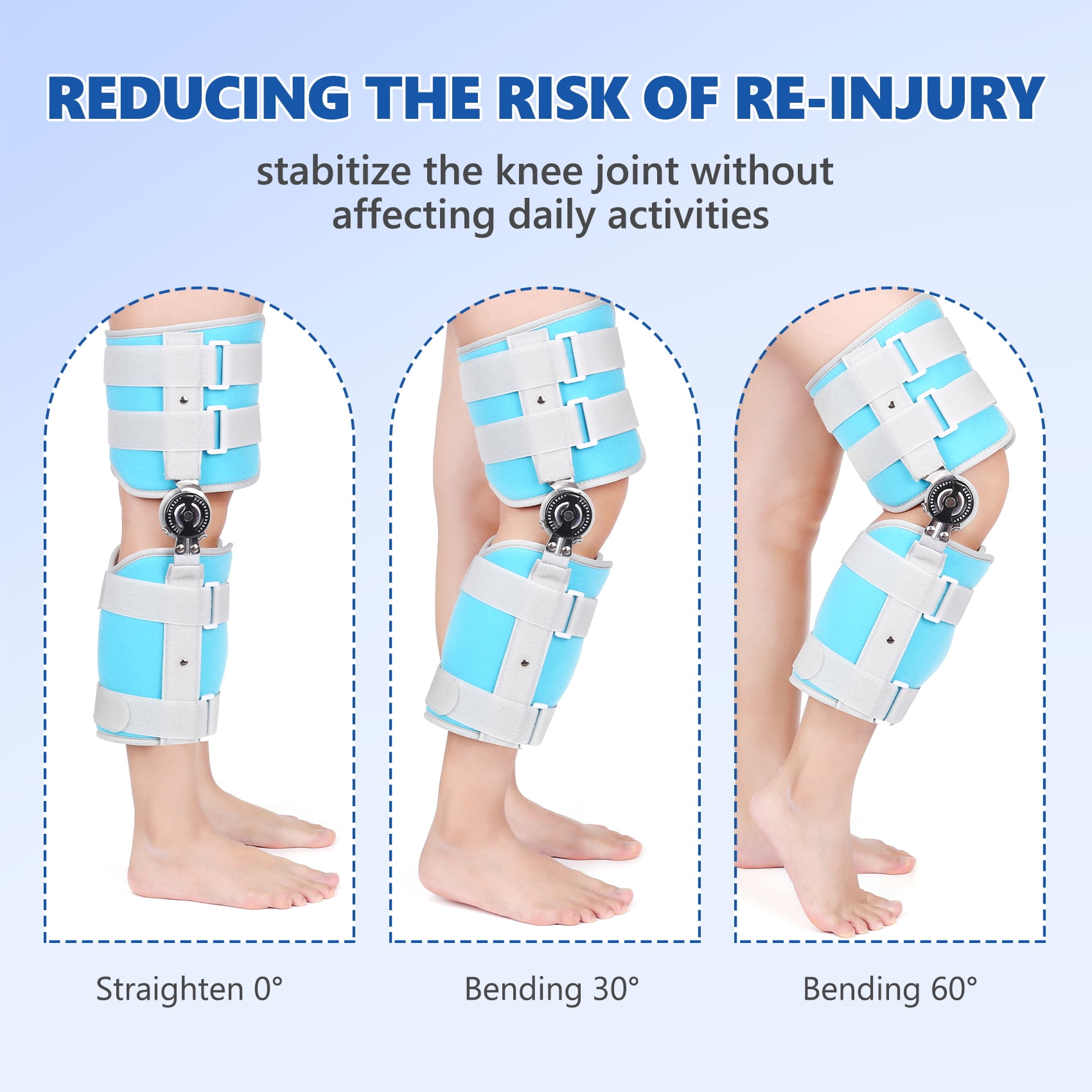 GHORTHOUD 3 Size Children Hinged Knee Brace Knee Immobilizer with Side Stabilizers for Knee Pain