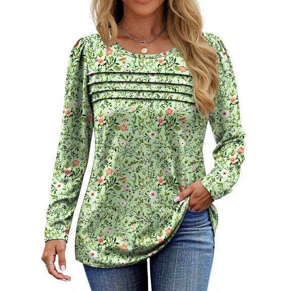 Fantaslook Long Sleeve Shirts for Women Fall Dressy Casual Blouses Fashion Pleated Tunic Tops