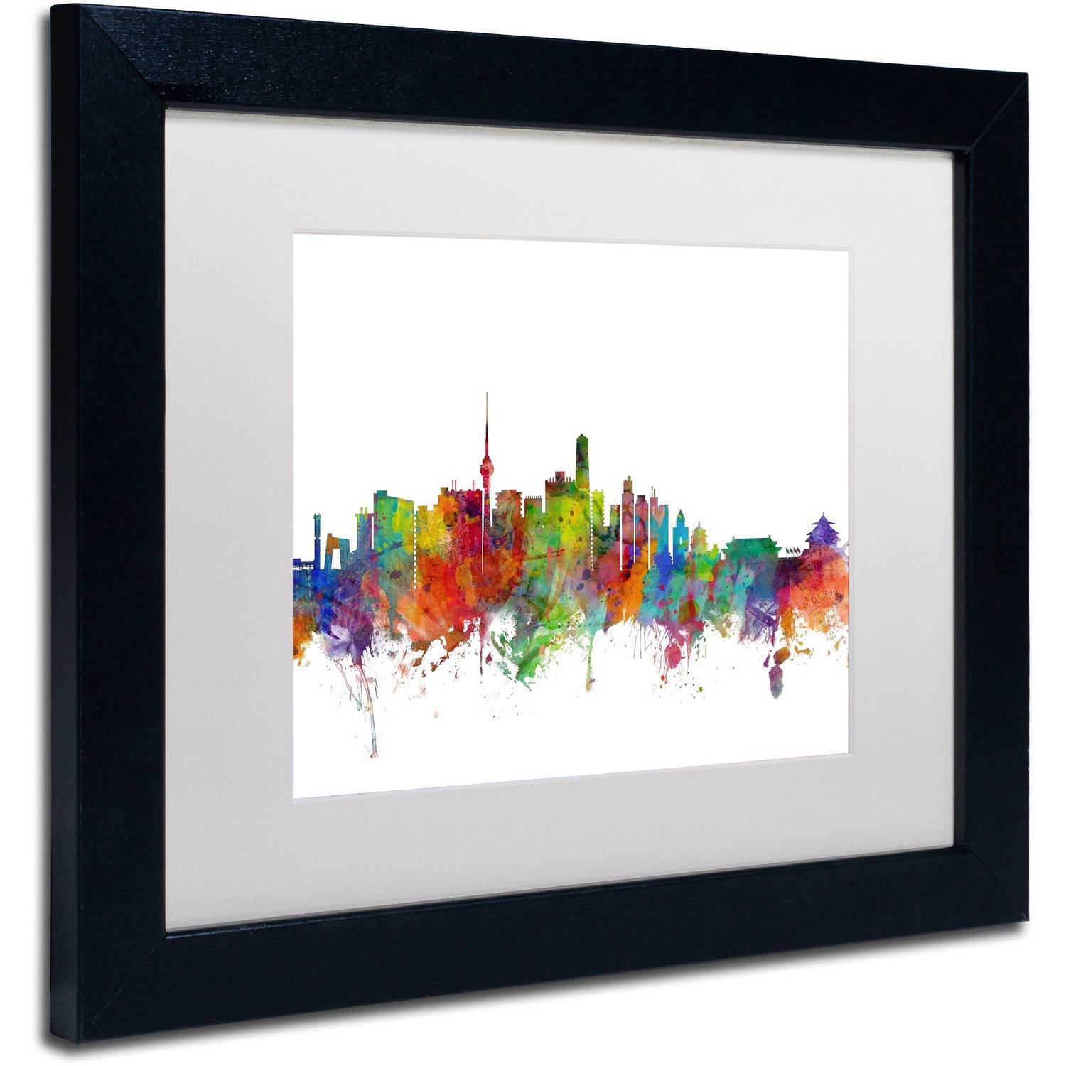 Trademark Fine Art "Beijing China Skyline II" Canvas Art by Michael Tompsett White Matte, Black Frame