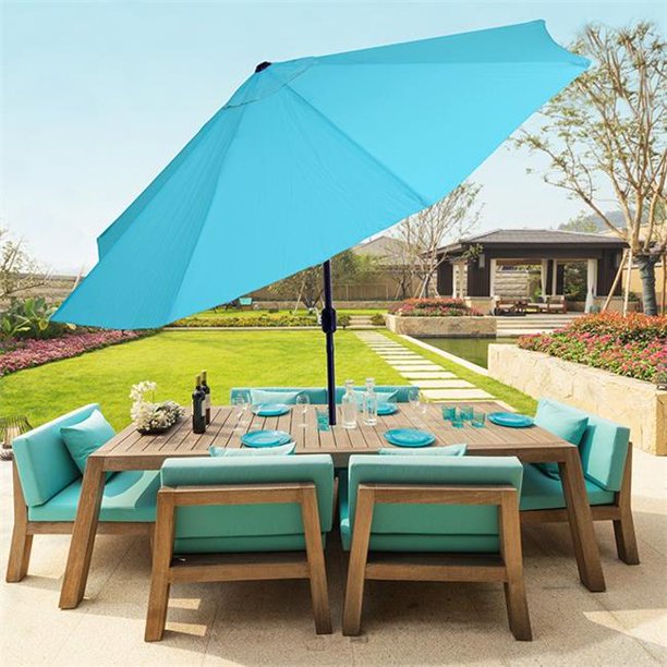 Trademark Global Pure Garden 10 Foot Blue Aluminum Patio Umbrella With Auto Tilt Walmart Com Walmart Com