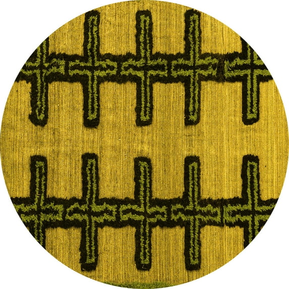 Ahgly Company Machine Washable Indoor Round Southwestern Yellow Country Area Rugs, 6' Round