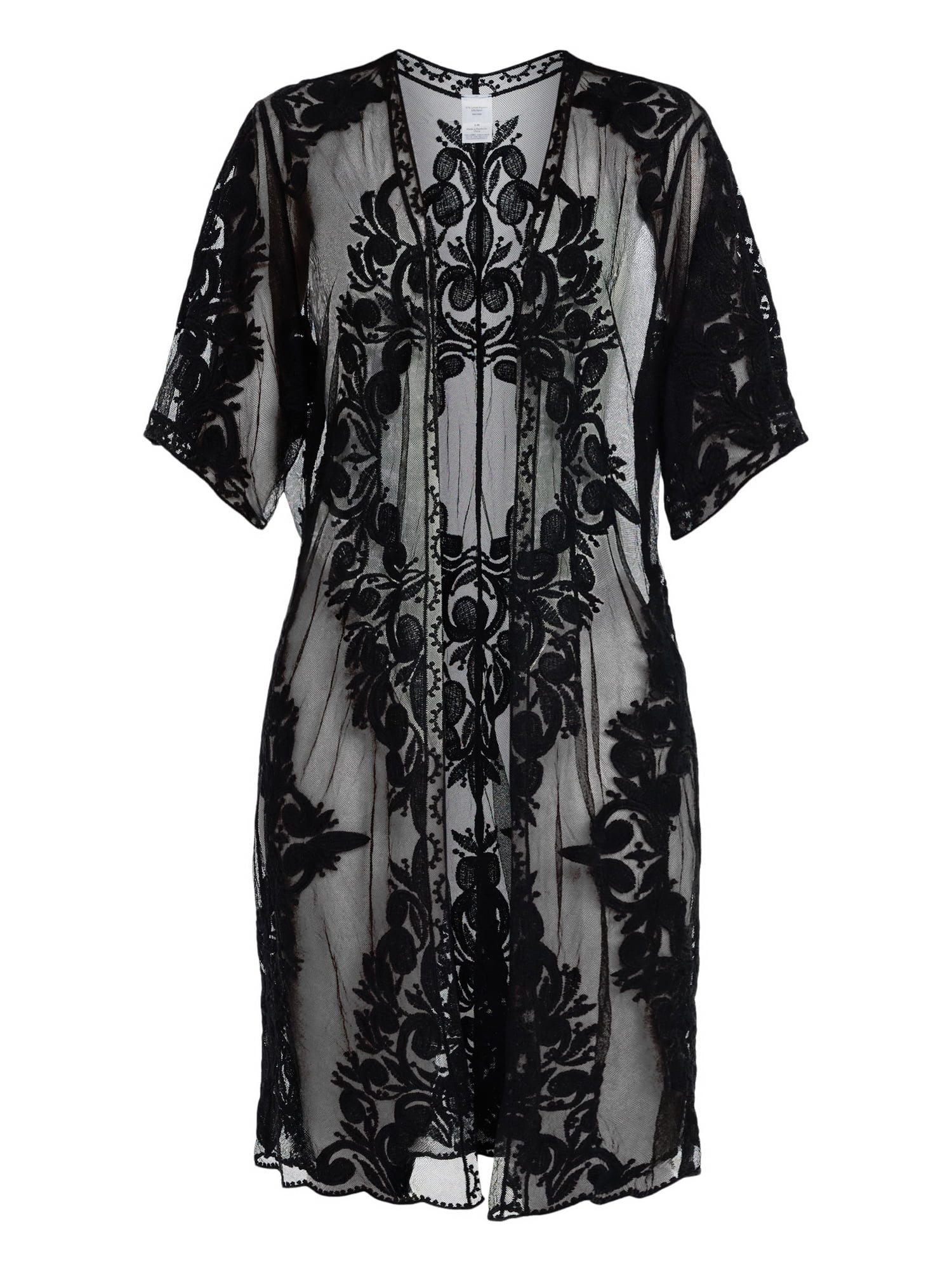Time and Tru Women's Lace Coverup, Sizes L/XL, Black Soot
