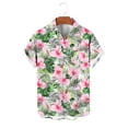 thumbnail image 5 of Men's Hawaiian Wrinkle Short Sleeve Button Down Tropical Floral Beach Vacation Shirt Green 3XL, 5 of 7