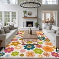 thumbnail image 3 of Colorful Flower Large Area Rugs 6x9 ft Boho Style Retro Yellow Pink Green Floral Watercolor Washable Rug Non Slip Indoor Carpet Absorbent Floor Mat for Living Room Bedroom Dining Room, 3 of 9