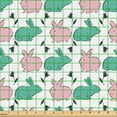 thumbnail image 2 of Ambesonne Easter Fabric by the Yard Upholstery, Bunnies and Flowers Plot, 2 Yards, Sea Green Pale Pink White, 2 of 5