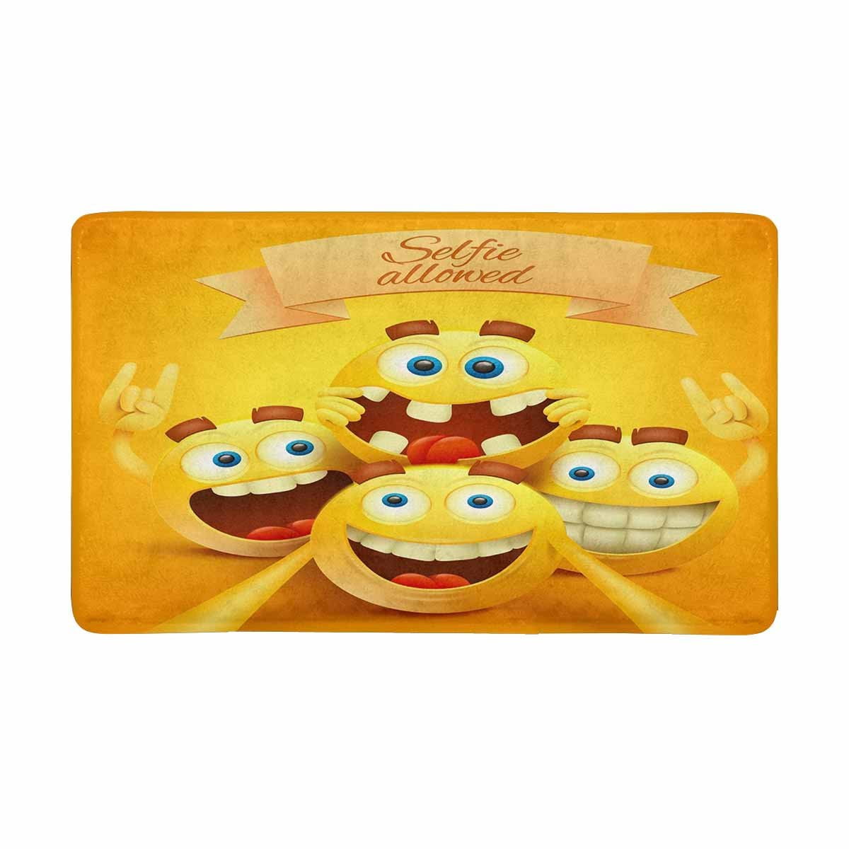 Pop Yellow Smiley Emoji Faces Characters Making Selfie Doormat Entrance Mat Floor Rug Indoor Door Mats Home Decor 30x18 Inches