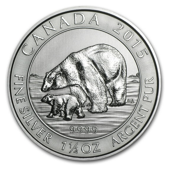 2015 Canada 1.5 oz Silver $8 Polar Bear & Cub BU