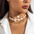 thumbnail image 4 of NICKSUN Boho Beach Layered Necklace, Seashell Starfish Imitation Pearl Stackable Multi Strand Choker Necklace, Vintage Ocean Vacation Women Neck Jewelry, 4 of 9