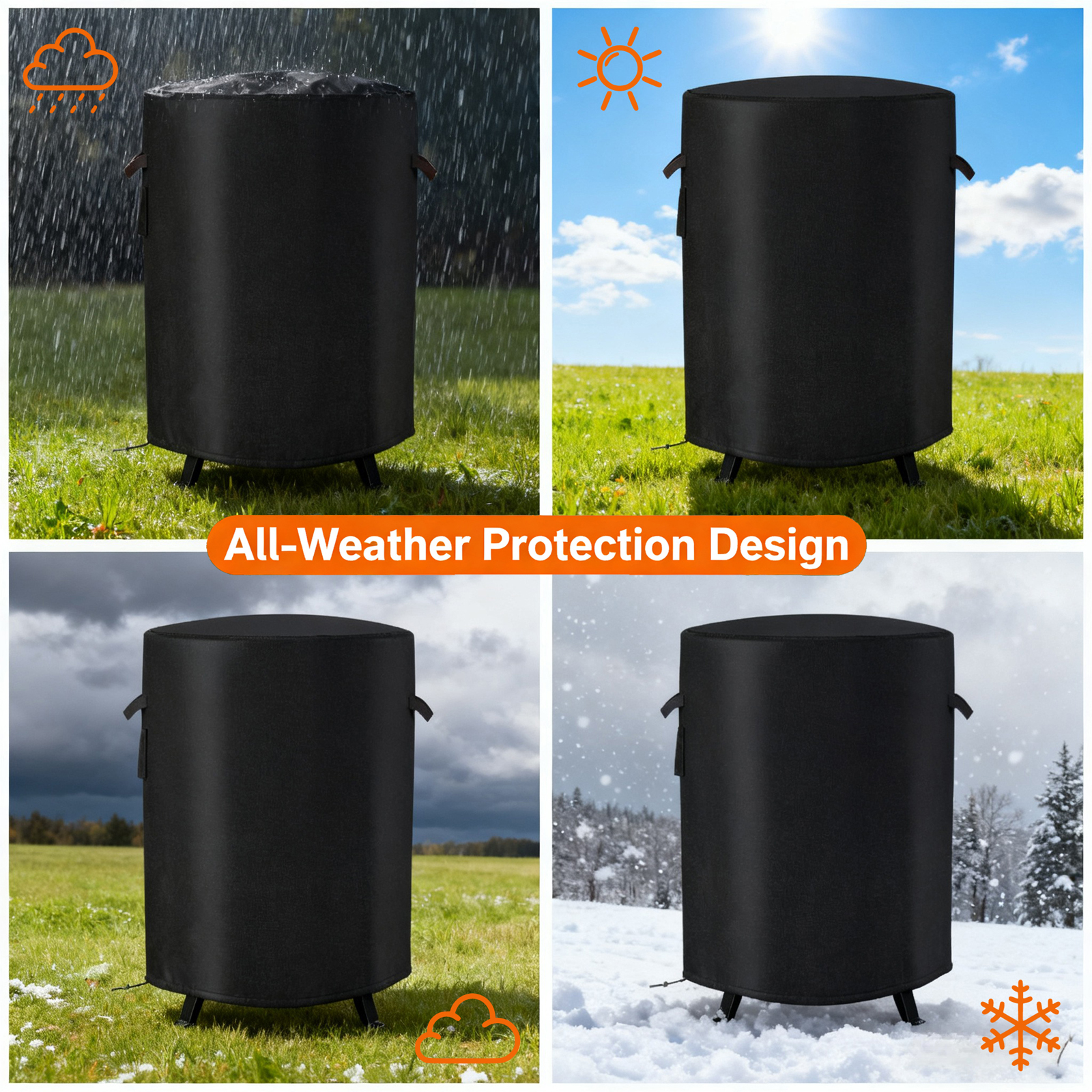 Ninja Fireside 360 Outdoor Heater & Fire Pit, Waterproof Firepit Covers Round,24" D x 29" H