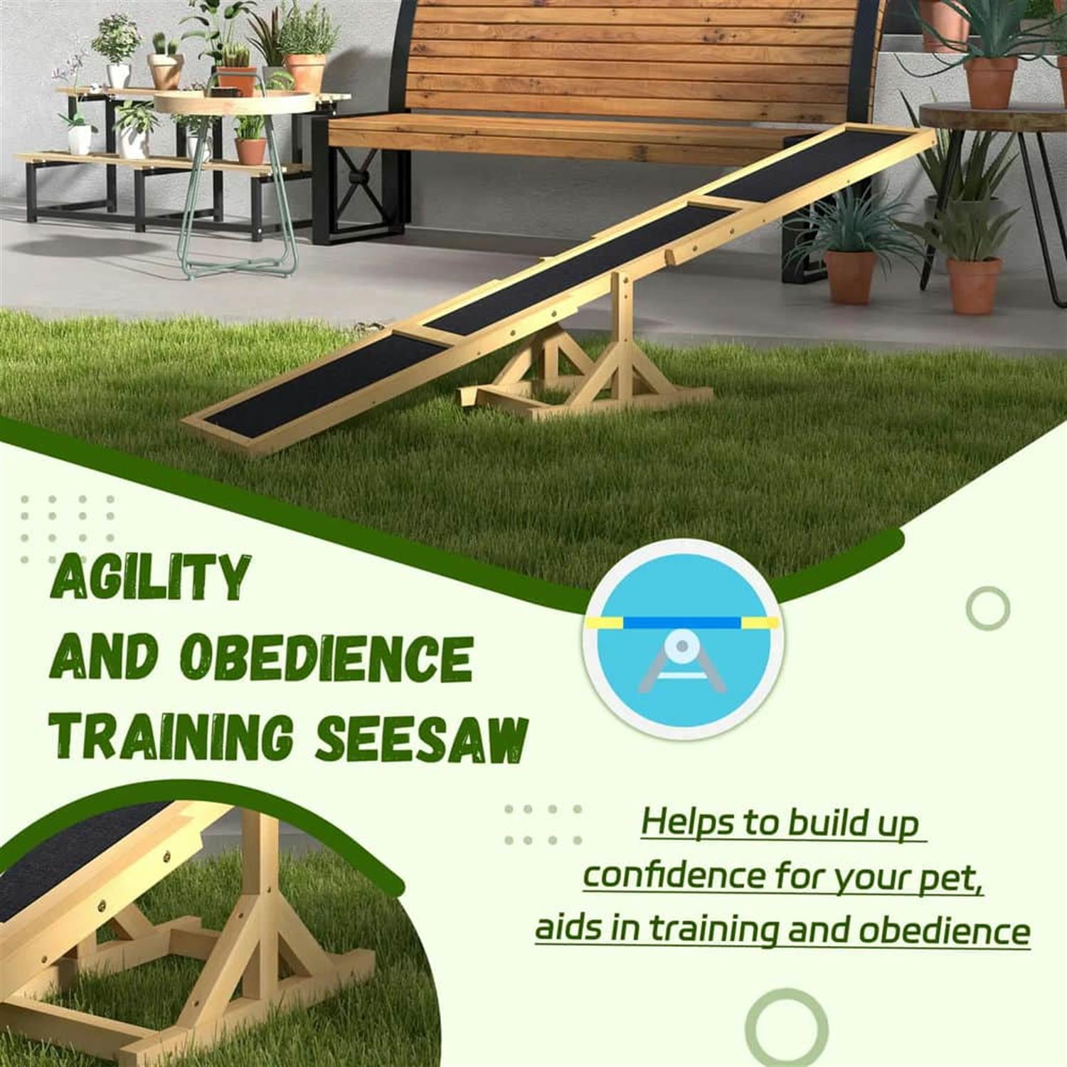 Kadyn 70" Wooden Dog Seesaw for Training, Exercise, Pet Agility Equipment, Sturdy Playset, Yellow