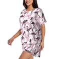 thumbnail image 2 of Wukai Pineapple Flamingo Women's Pajama Set,Short-Sleeve Top and Shorts with Elastic Waistband and Pockets for Loungewear, Yoga, and Casual Wear-Medium, 2 of 8