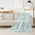 thumbnail image 3 of Unique Bargains Soft Flannel Fleece Sofa Throw Blanket, 59" x 78", Mint Green, 3 of 8