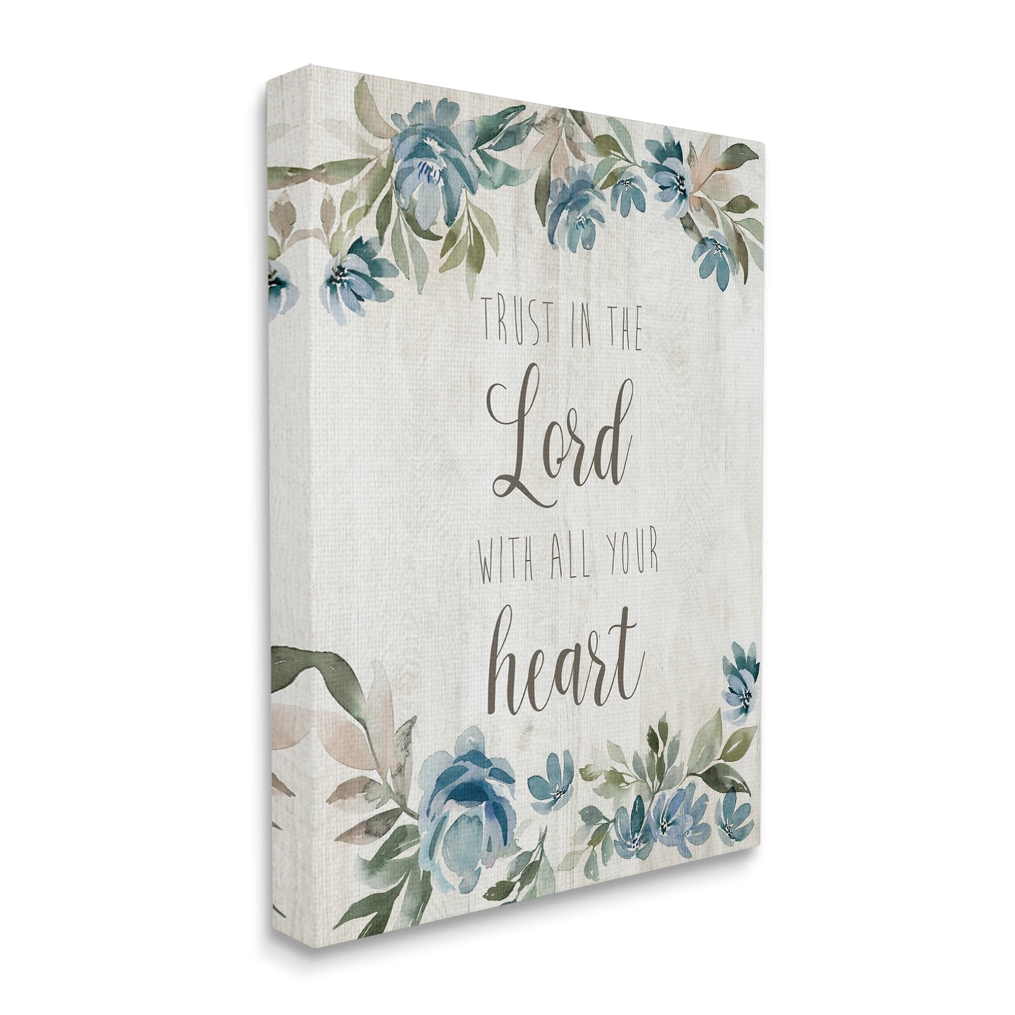Stupell Industries Trust the Lord with Heart Vintage Blue Florals,30 x 40, Design by Kristen Brockmon