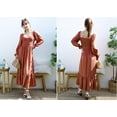 thumbnail image 4 of Women's Square Neck Shirred Ruffle Hem Long Sleeve Maxi Dress, 4 of 5