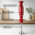 thumbnail image 4 of OVENTE Immersion Hand Blender, 300W Electric Handheld Stick Mixer with 2 Mixing Speeds and Stainless Steel Blades for Smoothies, Purees & Baby Food, Red HS560R, 4 of 9