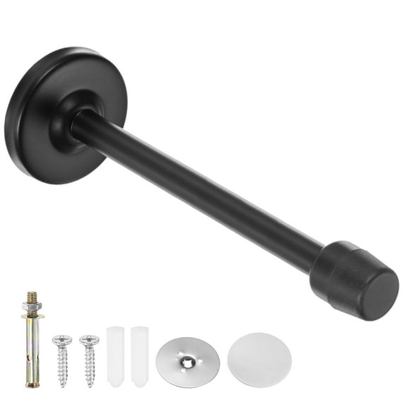 Uxcell Door Stoppers, 6 Inch Stainless Steel Wall Mounted Long Door Stops with Plastic Rubber Bumper [Black]
