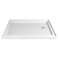 thumbnail image 3 of DreamLine Flex 36 in. D x 48 in. W x 74 3/4 in. H Semi-Frameless Pivot Shower Enclosure in Chrome with Right Drain White Base Kit, 3 of 13