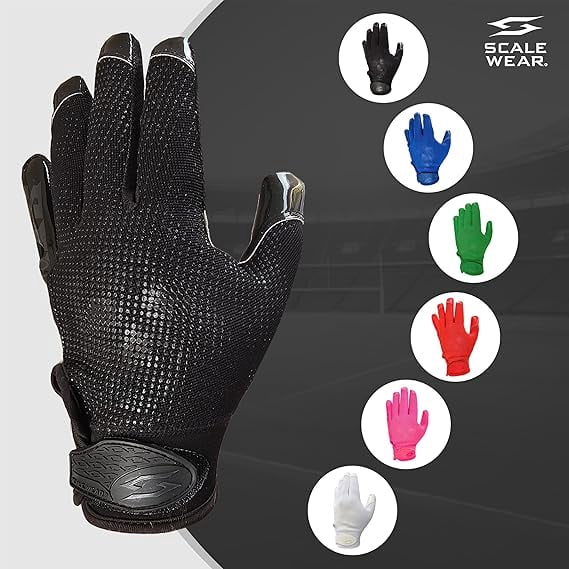 SFIA Football Receiver Gloves One Color - PRO Skull Stealth Grip Silicone Palms Adult Men Youth Sticky Boost Sports Game Battle