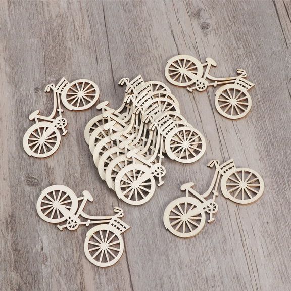 OUNONA Wooden Bicycle for Home Decor Khaki Color Wood Bike Cute Lightweight Portable 10pcs
