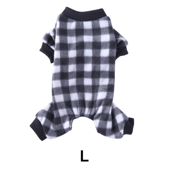 TELOLY Dog Onesie, Warm Coral Fleece Pet Pajamas, Heat Retention Dog Clothes for Indoor Sleeping, Black White, Size L