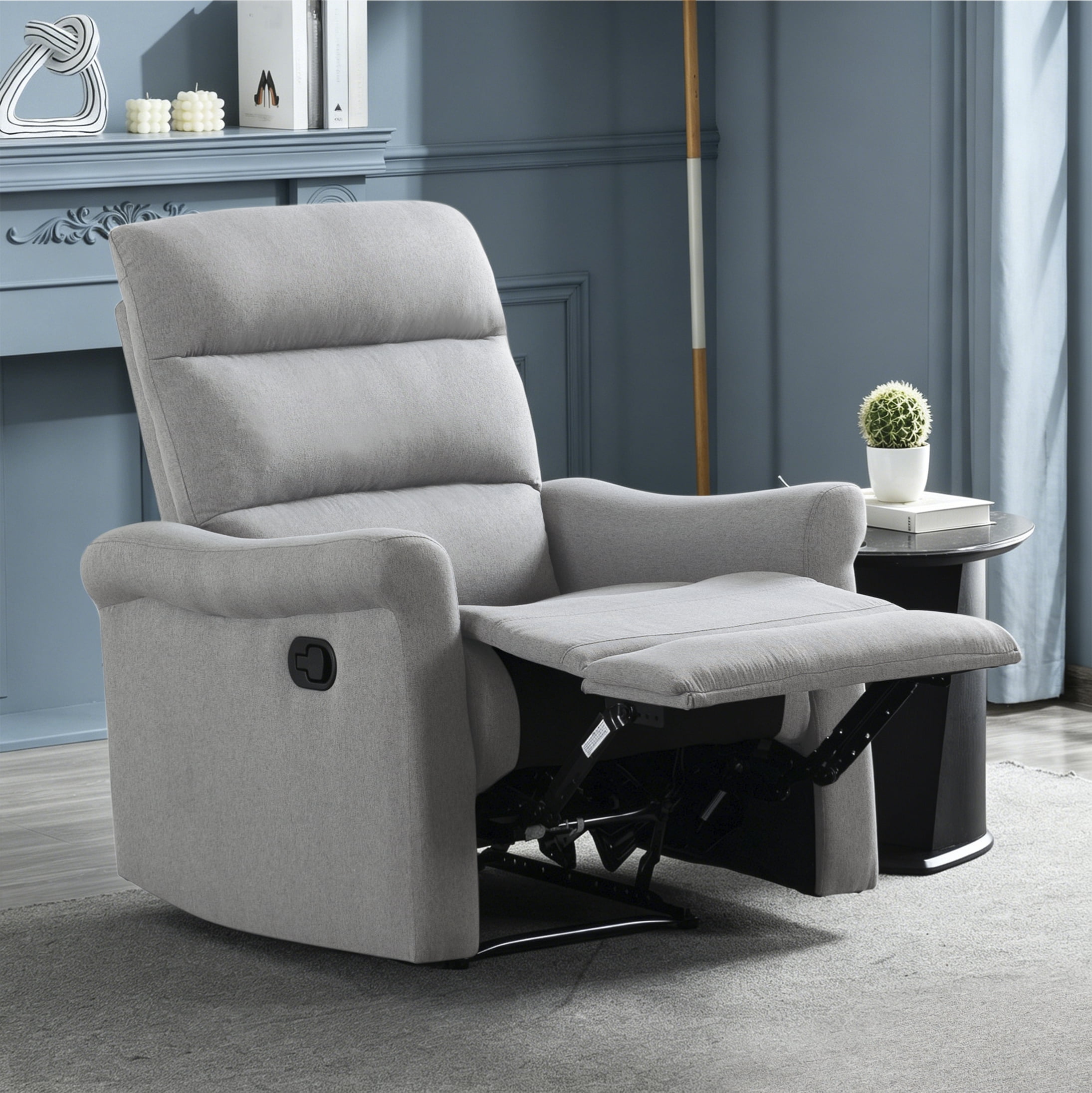 Gewnee 31.89" Manual Recliner Chair, Adjustable Reclining Lounge Chair, Linen Upholstered Wood & Metal Frame Single Sofa Recliner for Living Room, Office, Light Grey