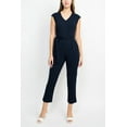 thumbnail image 5 of Nine West V-Neck Sleeveless Tie Waist Zipper Back Solid Crepe Jumpsuit with Pockets-BLACK / 4, 5 of 8