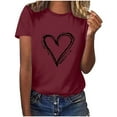 thumbnail image 3 of VKOYWKM Womens Valentine Tshirts Heart Graphic Tees Valentine Gift Top Short Sleeve Casual Crew Neck Holiday Tshirts, 3 of 7