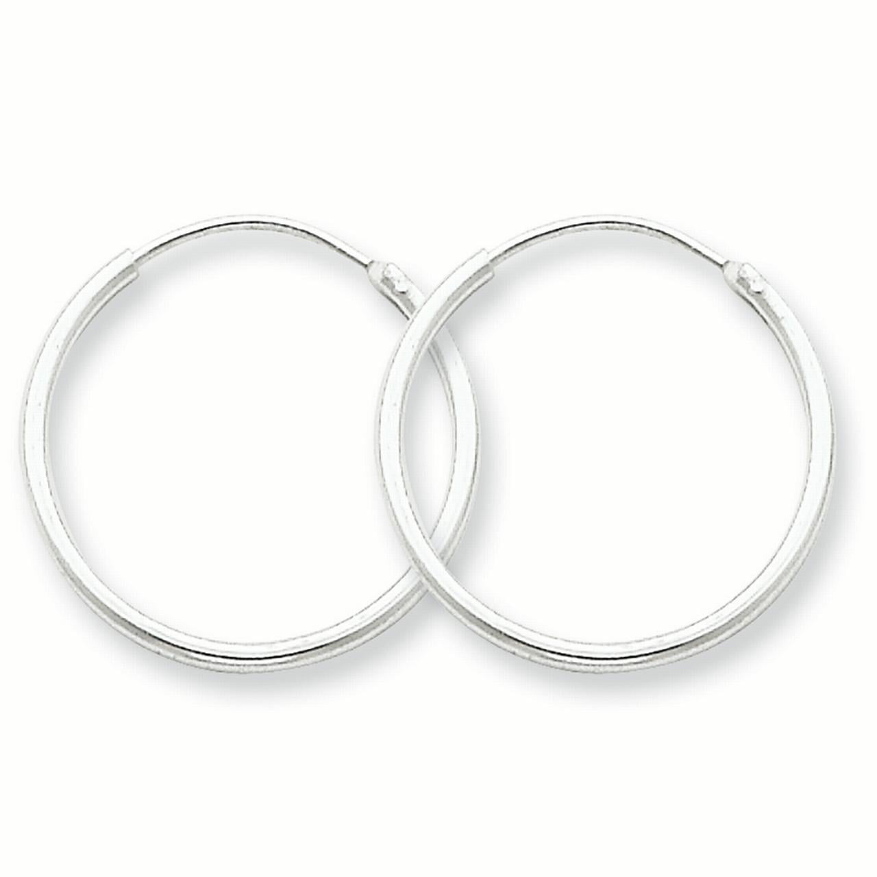 2mm X 20mm All Shiny Large Plain Endless Hoop Earrings Sterling Silver 925 