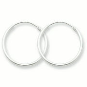.925 Sterling Silver 20 MM Classic Endless Hoop Earrings