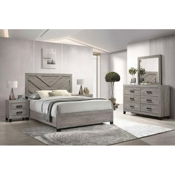 Kings Brand Furniture Napa 5-Piece Bedroom Set - Bed Frame with Headboard, Dresser, Mirror and 2 Nightstands (King)