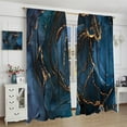 thumbnail image 5 of Blue Marble Blackout Curtains Golden Texture Marble Luxury Modern Art Print for Kids Girls Boys Women Men Bedroom Living Room Rod Pocket Decoration Window Drapes 2 Panels W42xL84in, 5 of 6