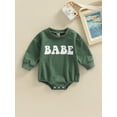 thumbnail image 2 of ZAXARRA Barboteuse de Printemps pour Bébés Filles Garçons Manches Longues Col Rond Imprimé Lettre BABE Combinaison Décontractée, 2 of 9