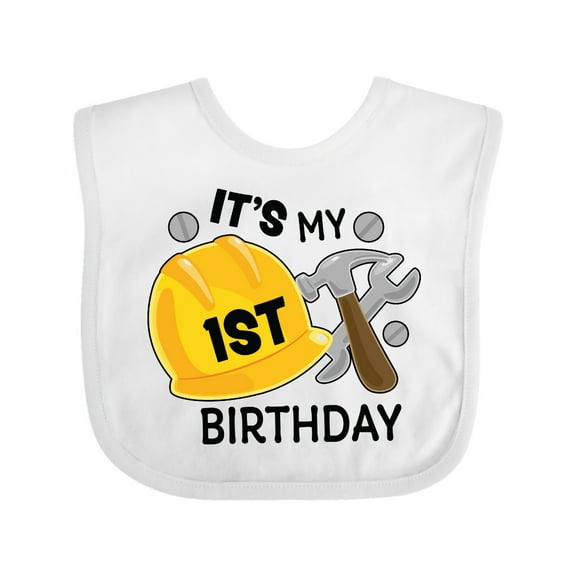 Inktastic Its My 1st Birthday with Construction Tools Boys Baby Bib
