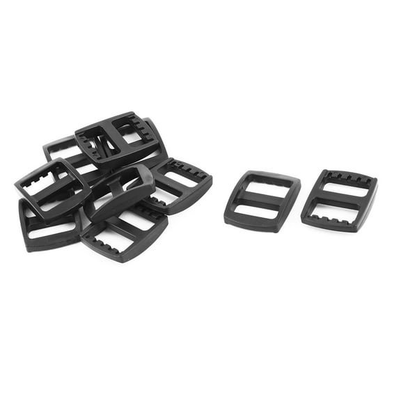 Travel Plastic Adjustable Backpack tri Buckle Black 15mm Strap Width 10pcs