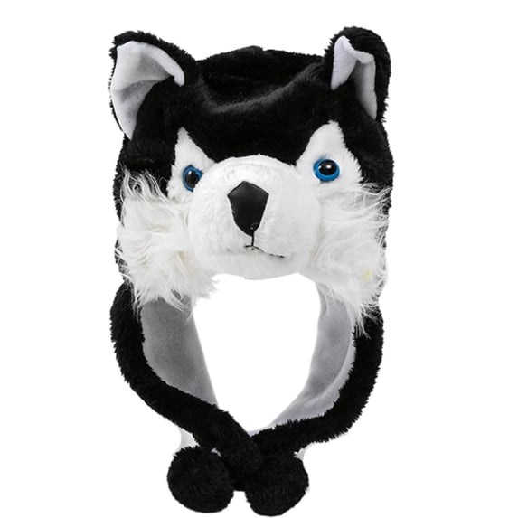 ZUARFY Cute Wolf Plush Hat Plush Snow Hat Windproof Parent-child Performance Props