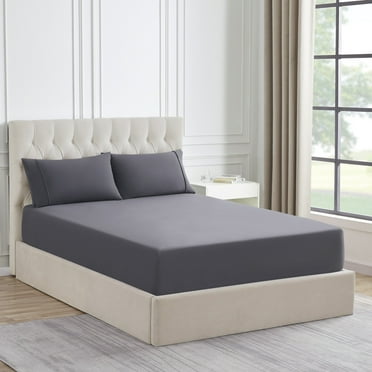 Sweet Home Collection 1500 Supreme Collection Microfiber Flannel Fitted Sheet Gray - Queen