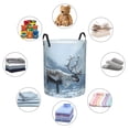 thumbnail image 4 of Daiia Winter Reindeer In Snowy Mountains Round Laundry Basket with Handles Thickened Waterproof Circular hamper,Dirty Clothes Storage Basket for Bedroom,Bathroom,College Dorm-Small, 4 of 6