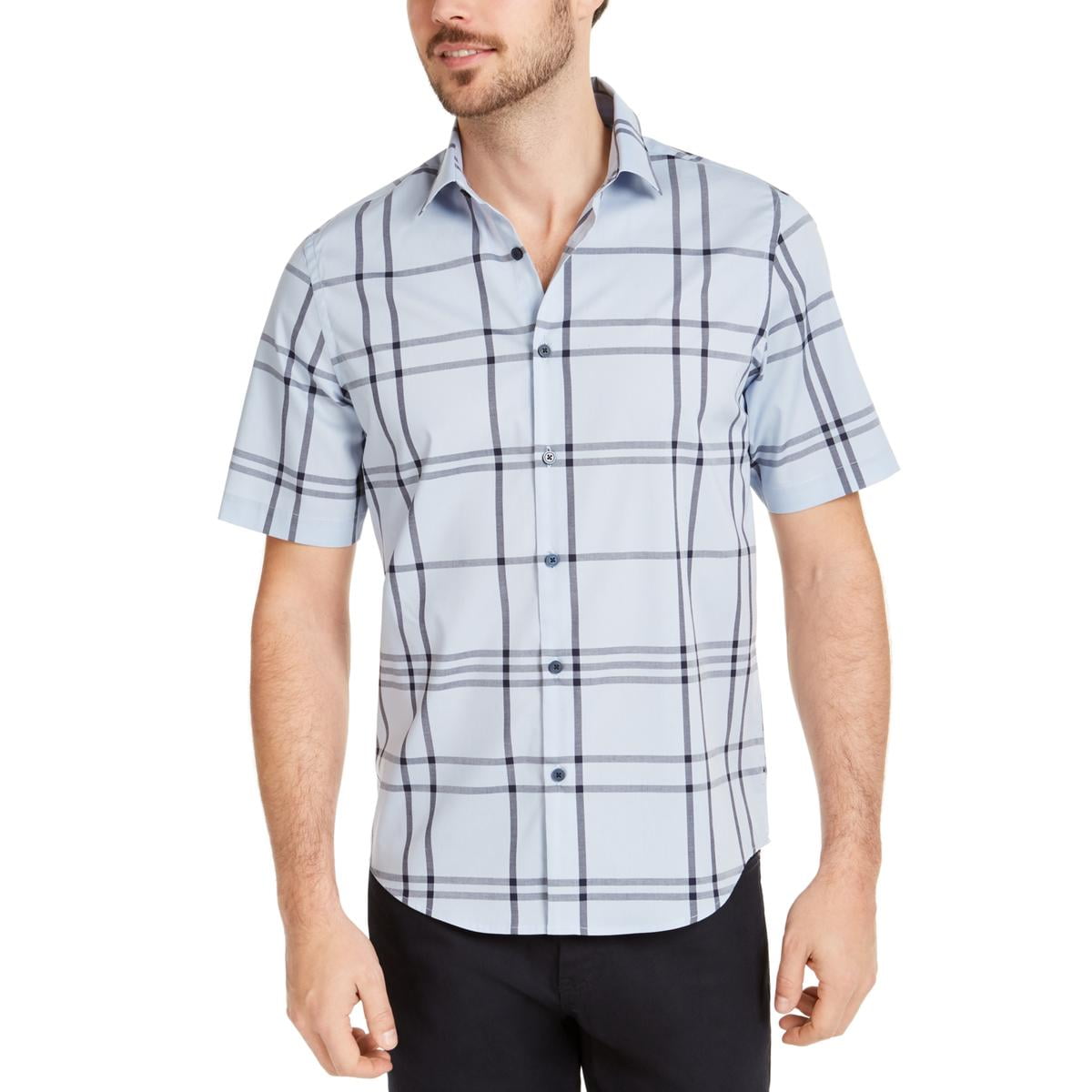 Alfani Mens Geometric Print Collared 