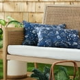 thumbnail image 2 of MARTHA STEWART Distressed Jacobean Indoor Outdoor Decorative Lumbar Pillow 2-Pack Set, UV Fade Resistant, Water Repellent, Printed Floral Design, Navy Blue, 11"x18", 2 of 9