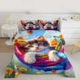 thumbnail image 2 of Homewish Kawaii Cat Kitten Full Size Comforter Sets,Colorful Daisy Floral Bedding Comforter Set,Dreamy Blue Butterflies Bedding Sets For Girls Kids,Microfiber Bedroom Decor Reversible,3pcs, 2 of 8